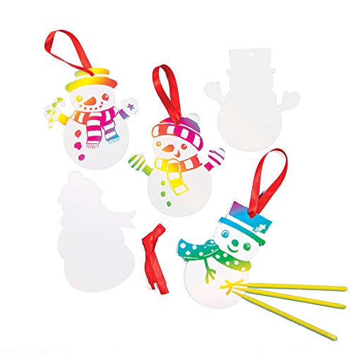 Baker Ross Snowman Scratch Art Decorations (Pack of 10), Snowman von Baker Ross