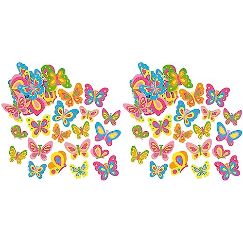 Baker Ross EF805 Schmetterling Moosgummi Sticker - 105 Stück, Schaumstoff Aufkleber für Kinder zum Basteln, Bastelmaterial für Schultüten, Sortiert (Packung mit 2) von Baker Ross