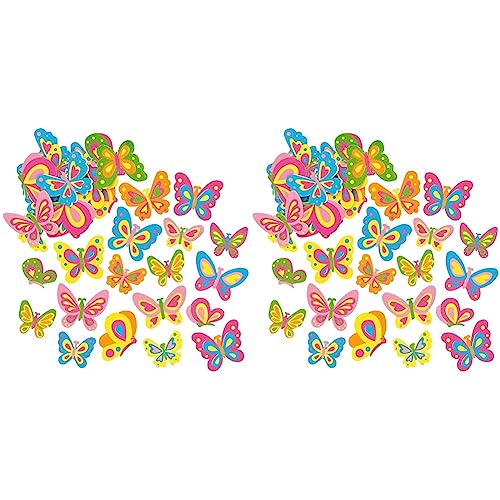 Baker Ross EF805 Schmetterling Moosgummi Sticker - 105 Stück, Schaumstoff Aufkleber für Kinder zum Basteln, Bastelmaterial für Schultüten, Sortiert (Packung mit 2) von Baker Ross