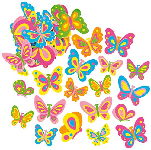 Baker Ross EF805 Schmetterling Moosgummi Sticker - 105 Stück, Schaumstoff Aufkleber für Kinder zum Basteln, Bastelmaterial für Schultüten, Sortiert von Baker Ross