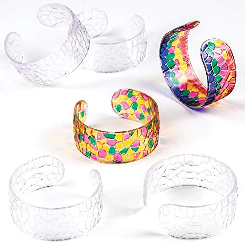 Baker Ross Transparente Mosaik-Armspangen (6er-Pack), perfekt für Kinder zum Dekorieren und Tragen, ideal für Heimwerker, Schule, Handwerksgruppen und mehr, sortiert, 54 month von Baker Ross