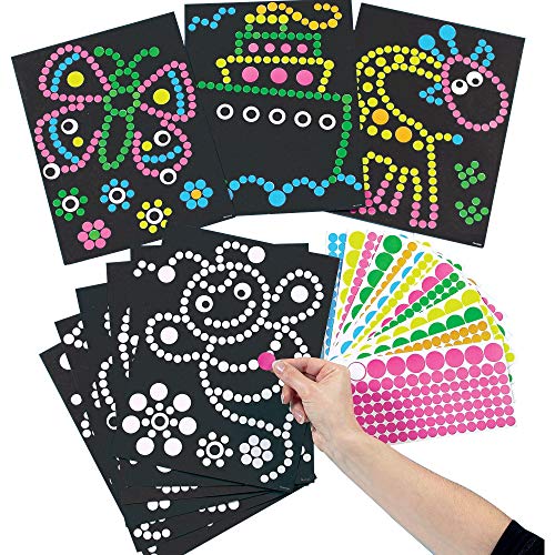 Baker Ross ET113 Ross Bastelset - Bilder mit Klebepunkten - Aufkleber für Kinder zum Abziehen und Auftragen auf vorgedruckte Motive - 8 Stück (1er Pack) , 27cm x 20cm, Sortiert von Baker Ross
