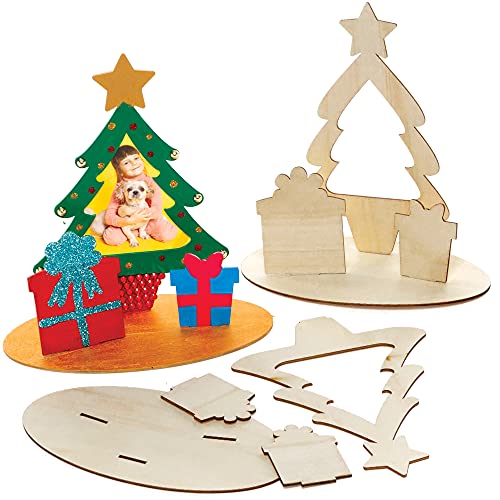 Baker Ross FC115 Weihnachten Holz Bilderrahmen Bastelsets zum Bemalen - 4er Pack, Bilderrahmen für Kinder zum Bemalen und Ausstellen, Personalisierte Weihnachtsdekoration von Baker Ross