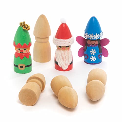 Baker Ross FC225 Weihnachts Elfen aus Holz zum Bemalen - 8er Pack, Holzfiguren für Kinder, Holzbasteleien zum Basteln und Dekorieren, Weihnachtsdekorationen zum Selbermachen von Baker Ross