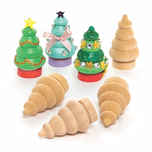 Baker Ross FC226 Weihnachtsbäume aus Holz zum Bemalen - 8er Pack, Holzfiguren für Kinder, Holzbasteleien zum Basteln und Dekorieren, Weihnachtsdekorationen zum Selbermachen von Baker Ross