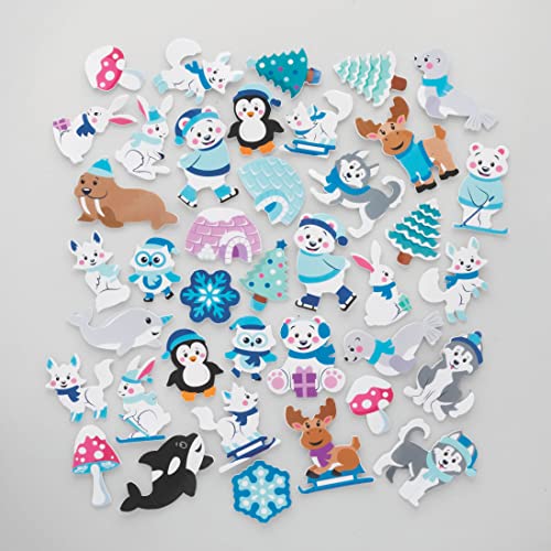 Baker Ross FC268 Winter Tiere Schaumstoff Sticker - 200 Stück, Moosgummi Aufkleber für Kinder zum Basteln, Gestalten und Dekorieren von Baker Ross