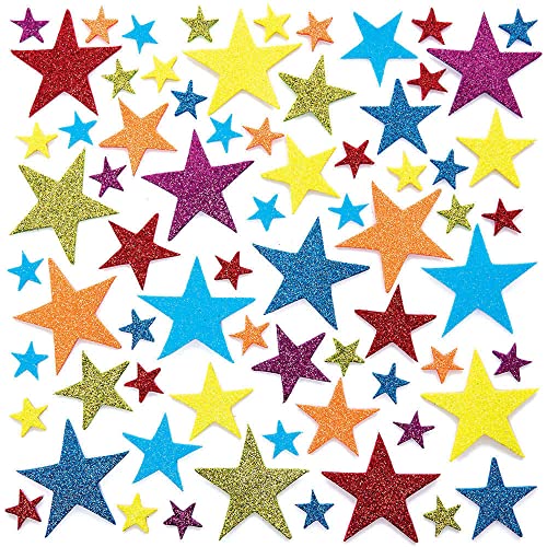 Baker Ross FC750 Glitzer Sterne Moosgummi Sticker - 210 Stück, Großpackung Sternchen Schaumstoff Aufkleber für Kinder zum Basteln, Gestalten und Dekorieren von Baker Ross