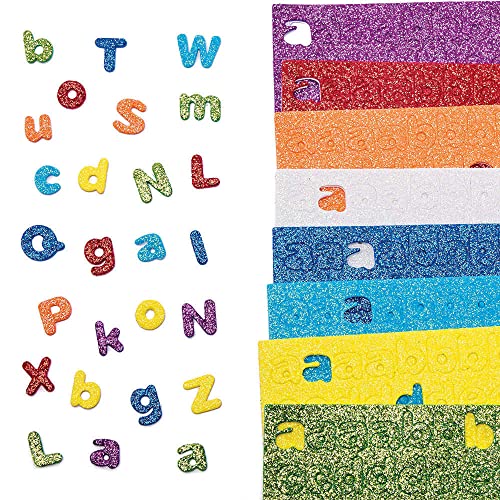 Baker Ross FC757 Glitzer Moosgummi Buchstaben Sticker - 1160 Buchstaben, Großpackung Selbstklebende Glitzer Schaumstoff Buchstaben, Bastelmaterial für Schultüten von Baker Ross