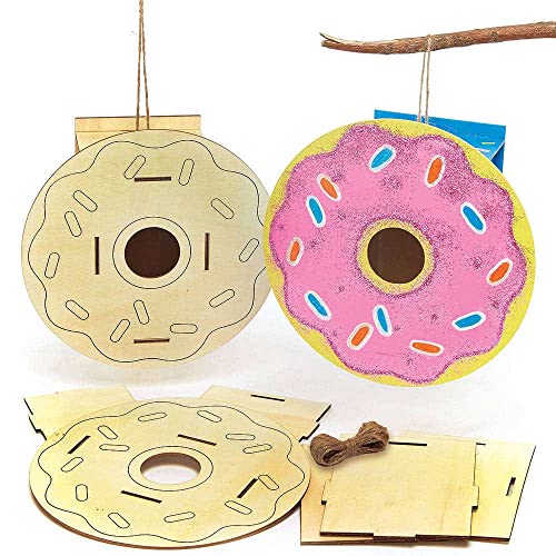 Baker Ross FC793 Donut Vogelhaus Holz Bastelset - 2er Pack, Nistkästen für Vögel zum Bemalen und Basteln für Kinder Set von Baker Ross