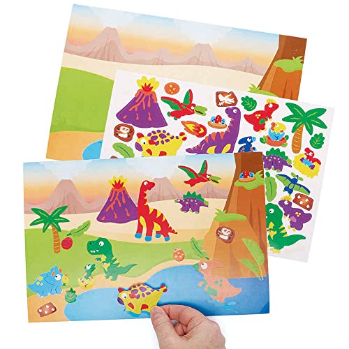 Baker Ross FC806 Dinosaurier Szene Sticker Seite Set - 5er Pack, Aufkleber Set für Kinder zum Basteln, Gestalten und Dekorieren von Baker Ross