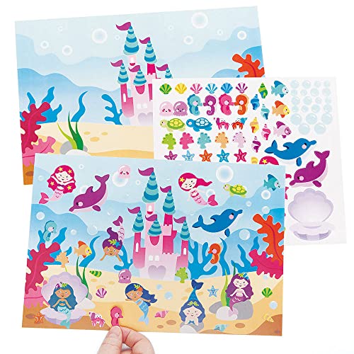 Baker Ross FC839 Meerjungfrau Szene Sticker Seite Set - 5er Pack, Aufkleber Set für Kinder zum Basteln, Gestalten und Dekorieren von Baker Ross