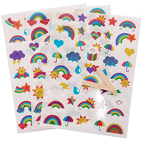 Baker Ross FC881 Regenbogen Transfer Sticker - 120 Stück, Porzellansticker für Kinder, Ohne Brennen oder Kleber von Baker Ross