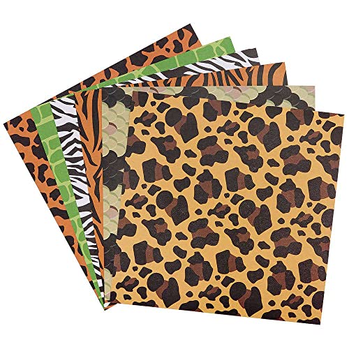 Baker Ross FC953 Dschungel Tier Muster Papier - 48 Stück, Buntes Bastelpapier mit verschiedenen Mustern für Kinder von Baker Ross