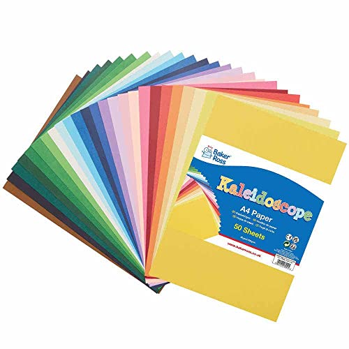 Baker Ross FC968 Großpackung Buntes A4 Bastelpapier - 50 Blatt, DIN A4 Papier zum Basteln für Kinder von Baker Ross