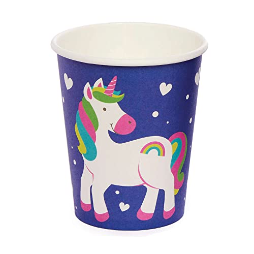 Baker Ross FC973 Regenbogen Einhorn Partybecher - 10 Stück, Trinkbecher aus Papier für den Kindergeburtstag, Papierbecher von Baker Ross