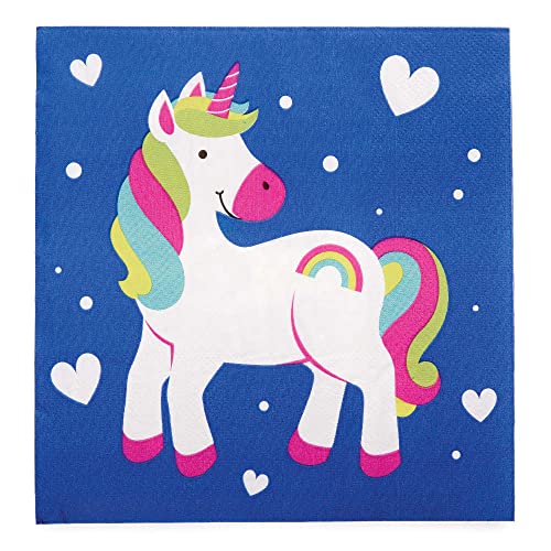 Baker Ross FC974 Regenbogen Einhorn Serviette - 20 Stück, Bedruckte Papierservietten für den Kindergeburtstag, Servietten, Mittel von Baker Ross