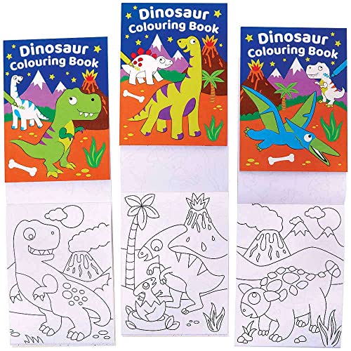 Baker Ross FC991 Dinosaurier Mini Malbuch für Kinder - 12er Pack, Kindergeburtstag Mitgebsel, Kinderbeschäftigung, Mitbringsel für den Kindergarten, Mittel von Baker Ross