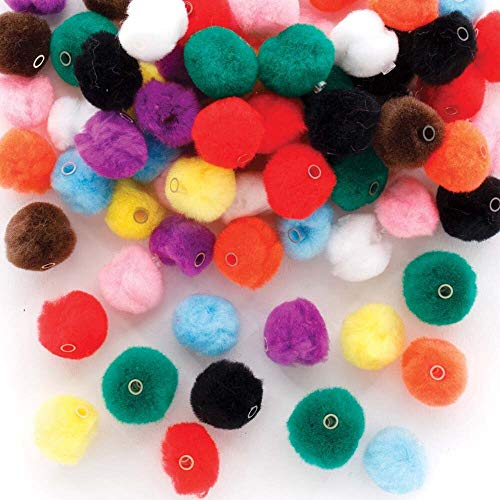 Baker Ross FE325 Bunte Perlen zum Einfädeln von Pompons, 100 Stück, mehrfarbig, für Kinderschmuckherstellung, Kunsthandwerk und Bastelarbeiten von Baker Ross