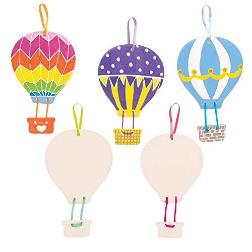 Baker Ross FE359 Heißluftballon Keramik-Dekorationen – 5 Stück, bemalbare, kreative Kunsthandwerk- und Bastelprojekte für Kinder zum Basteln, Personalisieren und Dekorieren von Baker Ross