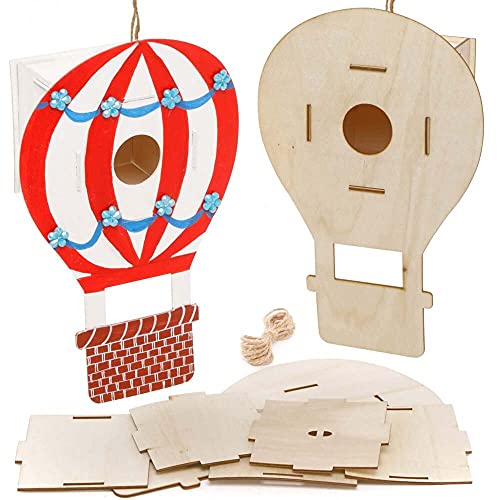 Baker Ross FE377 Vogelhaus-Set aus Holz, Heißluftballon-Vogelhäuser zum Bemalen und Dekorieren für Kinder, Holzhandwerk, Kunst- und Handwerksprojekte oder Gartenprojekte, 2 Stück von Baker Ross