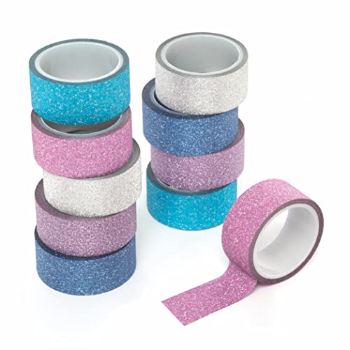 Baker Ross FE718 Winter Glitzer Klebeband - 10er Pack, Dekoratives Klebeband, Kunst und Bastelbedarf für Kinder, Glitter Bastelmaterialien von Baker Ross