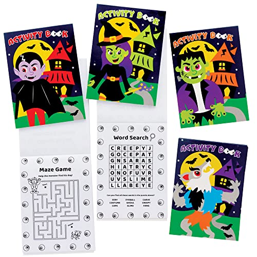 Baker Ross FE776 Halloween Mini Aktivitäten Bücher - 12er Pack, Puzzles und Malen nach Zahlen für Kinder, Puzzle Bücher für Kinder, für Partytüten oder kleine Kindergeschenke, Mittel von Baker Ross