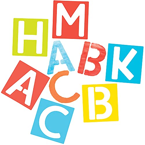 Baker Ross FE815 Alphabet Schablonen - 30 Stück, Waschbare Kunststoffschablonen zum Malen und Basteln mit Kindern, Pädagogische Bastelsets für Kinder von Baker Ross