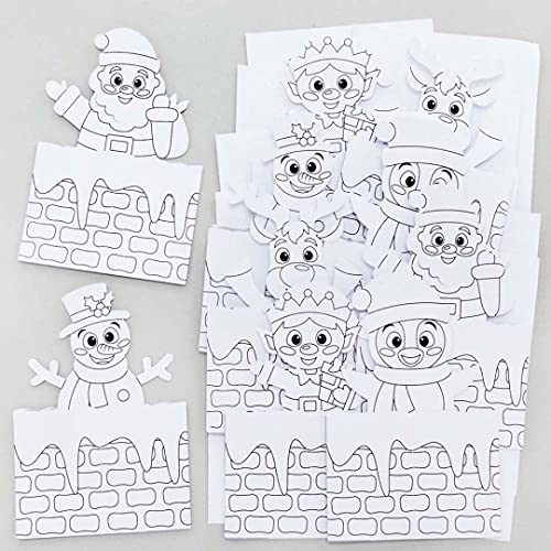 Baker Ross FE867 Kamin Pop Up Karten - 10er Pack, Weihnachtskarten für Kinder zum Selbermachen, Ausmalen und Verschenken. von Baker Ross