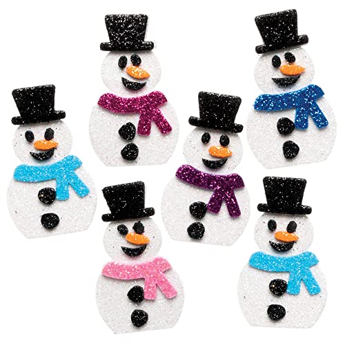 Baker Ross FE950 Glitzer Schneeman Schaumstoff Sticker - 100 Stück, Moosgummi Aufkleber für Kinder zum Basteln, Gestalten und Dekorieren von Baker Ross