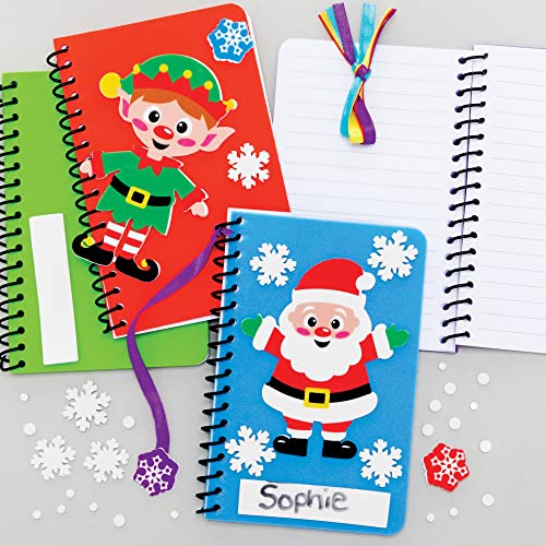 Baker Ross FE994 Weihnachts Mini Notizbuch für Kinder - 4er Pack, Malbuch für Kinder, für Partytüten oder kleine Kindergeschenke, Adventskalendergschenke, Kleines Nikolaus Geschenk von Baker Ross