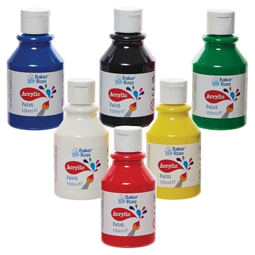 Baker Ross FN505 Acrylfarben in Primärfarben, 150 ml – 6er-Pack, Farbset im Vorteilspreis, Farben für Kinder Baker Ross FN505 Acrylfarben in Primärfarben, 150 ml – 6er-Pack, Farbset im Vorteilspreis, Farben für Kinder von Baker Ross