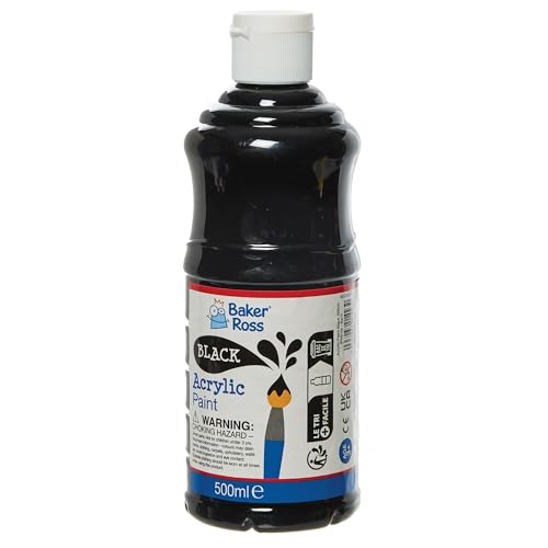 Baker Ross FN510 Schwarze Acrylfarbe 500 ml – 1er-Pack, Farbe für Kunsthandwerk, Kinderfarbe Baker Ross FN510 Schwarze Acrylfarbe 500 ml – 1er-Pack, Farbe für Kunsthandwerk, Kinderfarbe von Baker Ross
