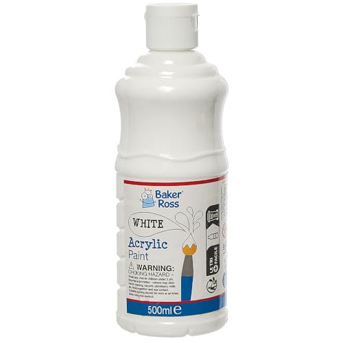 Baker Ross FN511 Weiße Acrylfarbe 500 ml – 1er-Pack, Farbe für Kunsthandwerk, Kinderfarbe Baker Ross FN511 Weiße Acrylfarbe 500 ml – 1er-Pack, Farbe für Kunsthandwerk, Kinderfarbe von Baker Ross