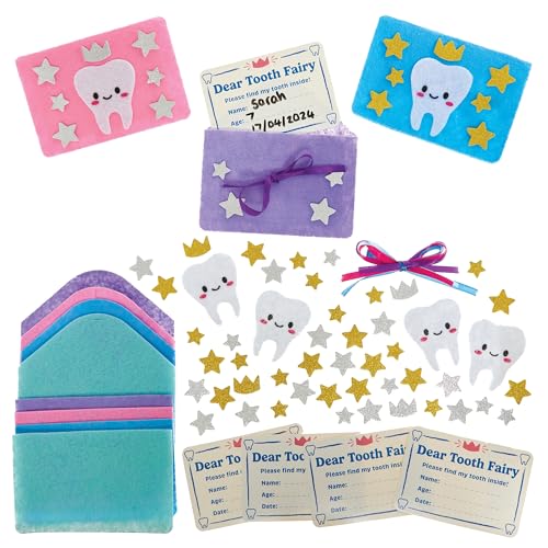 Baker Ross FN547 Zahnfee-Notizblöcke und Beutel-Sets – 4er-Pack, Bastelsets für Kinder von Baker Ross