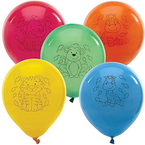 Baker Ross FX106 Dschungel Tier Party Luftballons - 10 Stück, Latexballons für den Kindergeburtstag von Baker Ross