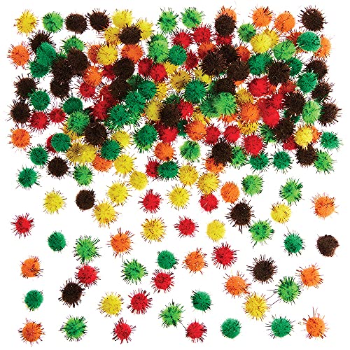 Baker Ross FX111 Selbstklebende Glitzer Poms in Herbstfarben-200 Stück, Herbst Basteln für Kinder und Erwachsene, Buntes Bastelzubehör von Baker Ross