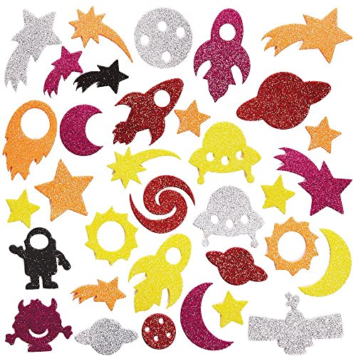 Baker Ross FX137 Glitzer Weltraum Moosgummi Sticker-150 Stück, Großpackung Schaumstoff Aufkleber für Kinder zum Basteln, Gestalten und Dekorieren Baker Ross FX137 Glitzer Weltraum Moosgummi Sticker-150 Stück, Großpackung Schaumstoff Aufkleber für Kinder zum Basteln, Gestalten und Dekorieren von Baker Ross