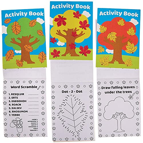Baker Ross FX193 Herbst Mini Aktivitäten Bücher - 12er Pack, Puzzles und Malen nach Zahlen für Kinder ab 3 Jahren von Baker Ross