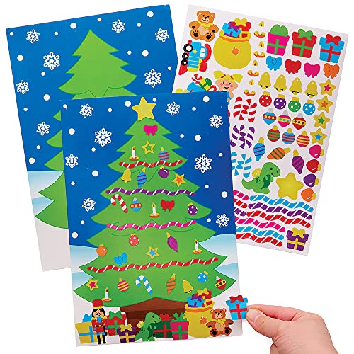 Baker Ross FX351 Weihnachtsbaum Szene Sticker Seite Set-5er Pack, Aufkleber Set für Kinder zum Basteln, Gestalten und Dekorieren von Baker Ross