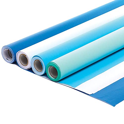 Baker Ross FX358 Plakatrollen Multipack "Winter" - Packung mit 4 Rollen, Blau, Weiß, Schulbedarf, Präsentationspapier für das Klassenzimmer, Hintergrundpapier von Baker Ross