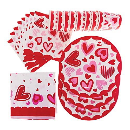 Baker Ross FX501 Herz-Partygeschirr-Set - Packung mit 25 Teilen, Valentinstags-Partygeschirr-Set für Kinderpartys von Baker Ross