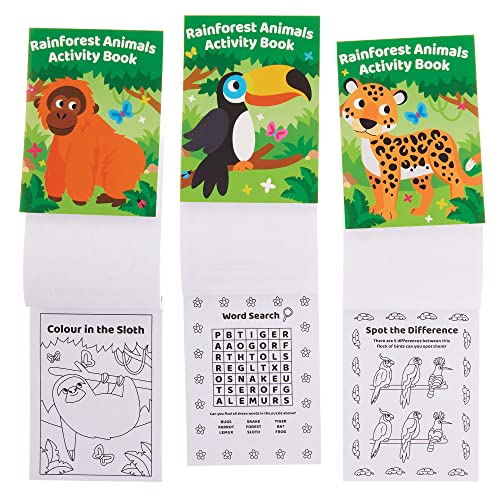 Baker Ross FX554 Regenwaldtier-Aktivitätsbücher - 12er-Packung, unterhaltsame Aktivitätsbücher für Kinder von Baker Ross