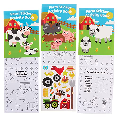 Baker Ross FX563 Bauernhof Sticker-Aktivitätsbücher - 8er-Packung, Stickerbuch-Partytütenfüller für Kinder von Baker Ross