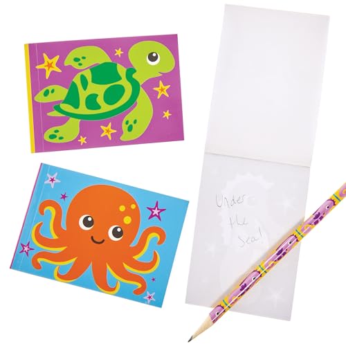 Baker Ross FX685 Sealife Memoblöcke - 10er-Pack, Notizbuch für Kinder, Taschen-Notizbuch als Partytaschenfüller von Baker Ross