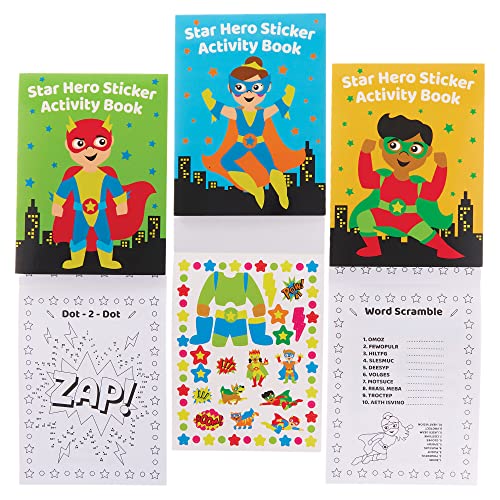 Baker Ross FX733 Sternenhelden-Sticker-Aktivitätsbücher - 8er-Packung, Sticker-Bücher-Partytütenfüller für Kinder von Baker Ross