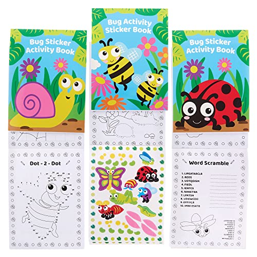 Baker Ross FX778 Käfer-Sticker-Aktivitätsbücher - 8er-Packung, Sticker-Bücher-Partytütenfüller für Kinder von Baker Ross