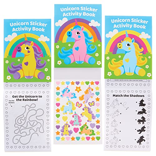 Baker Ross FX810 Einhorn-Sticker-Aktivitätsbücher - 8er-Packung, Sticker-Bücher-Partytütenfüller für Kinder von Baker Ross
