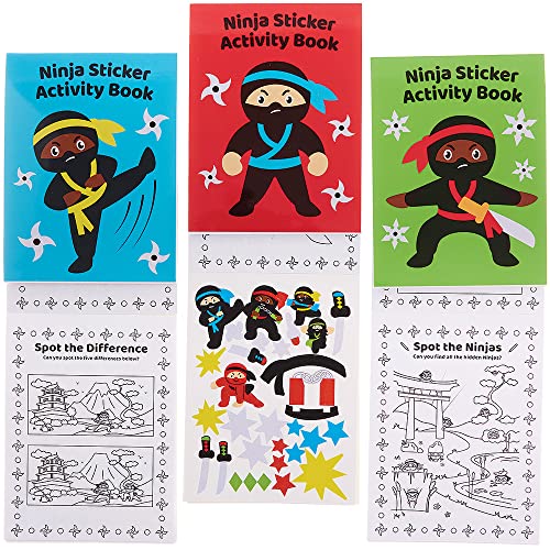 Baker Ross FX855 Ninja-Sticker-Aktivitätsbücher - 8er-Packung, Sticker-Bücher-Partytütenfüller für Kinder von Baker Ross