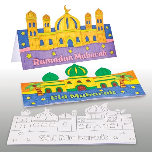 Baker Ross FX934 Ramadan-und-Eid-ausmalbare Pop-up-Karten - Packung mit 10, Religiöse Erziehungs-Kunsthandwerkssets für Kinder von Baker Ross