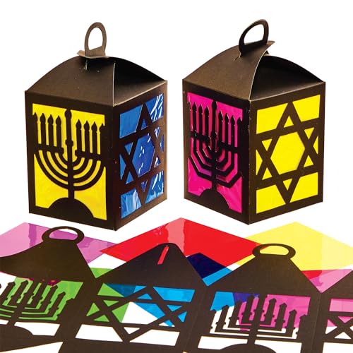 Baker Ross FX936 Hanukkah-Buntglas-Laternen-Sets - Packung mit 4, Religiöse Erziehungs-Kunsthandwerkssets für Kinder von Baker Ross